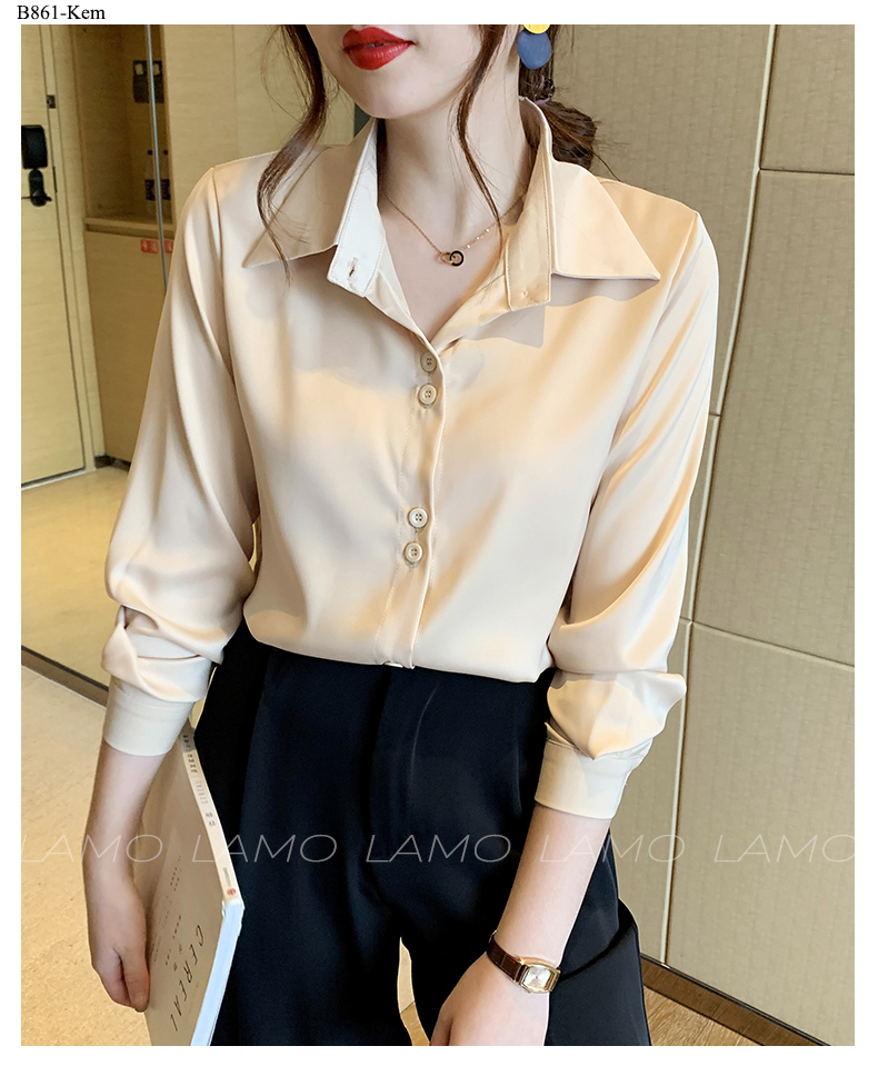 ÁO SƠ MI CÔNG SỞ NỮ NÚT ĐÔI LỤA NGỌC TRAI-B861
