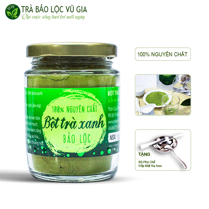 BÁO GIÁ TRÀ XANH THÁI NGUYÊN ĐẠI GIA THƯỢNG HẠNG TÚI NHÔM 100G | Shopee Lazada Sendo Tiki mới nhất 60 Bột Trà Xanh Nguyên Chất Bảo Lộc Vũ Gia ( 100g/ hũ) - Tặng Bộ Pha Chế Đắp Mặt Nạ Inox - Đắp mặt sạch mụn, hết thâm nám tàn nhan, tắm trắng - Đã được kiểm nghiệm y tế