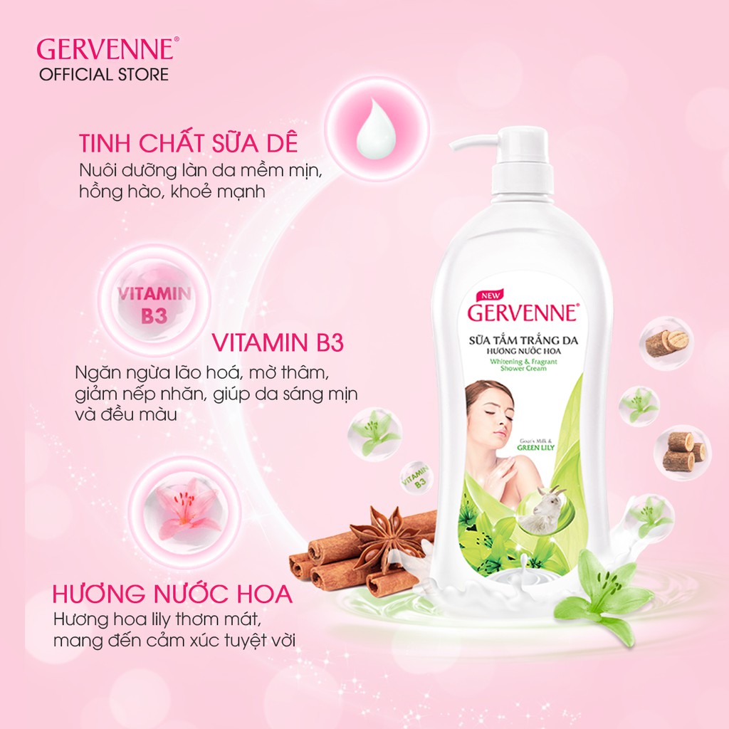Gervenne Sữa tắm trắng da xanh 450gr
