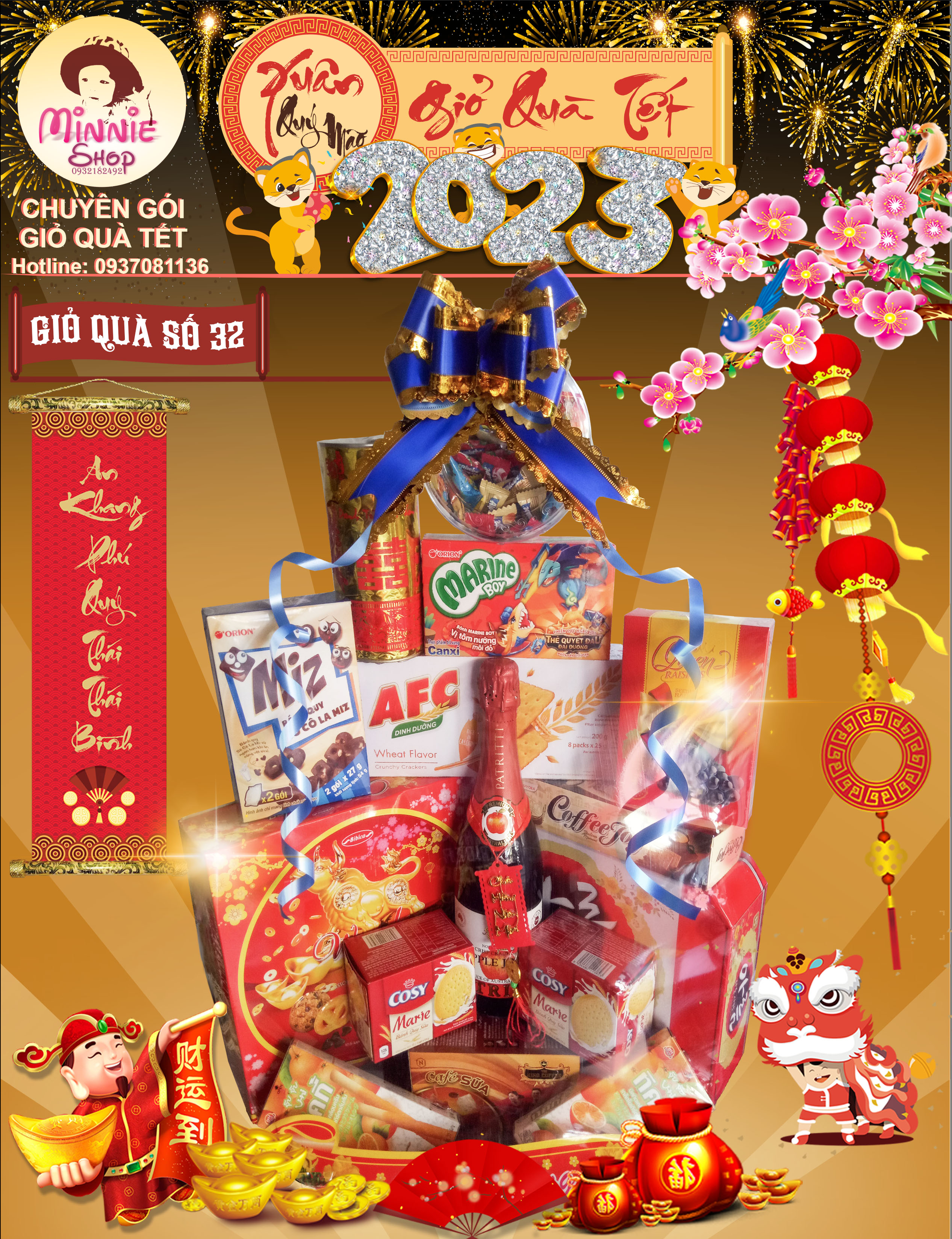 Giỏ Quà Tết 2024 - MS32 (MINNIE SHOP) - GIỎ ĐẠI CÁT LỚN