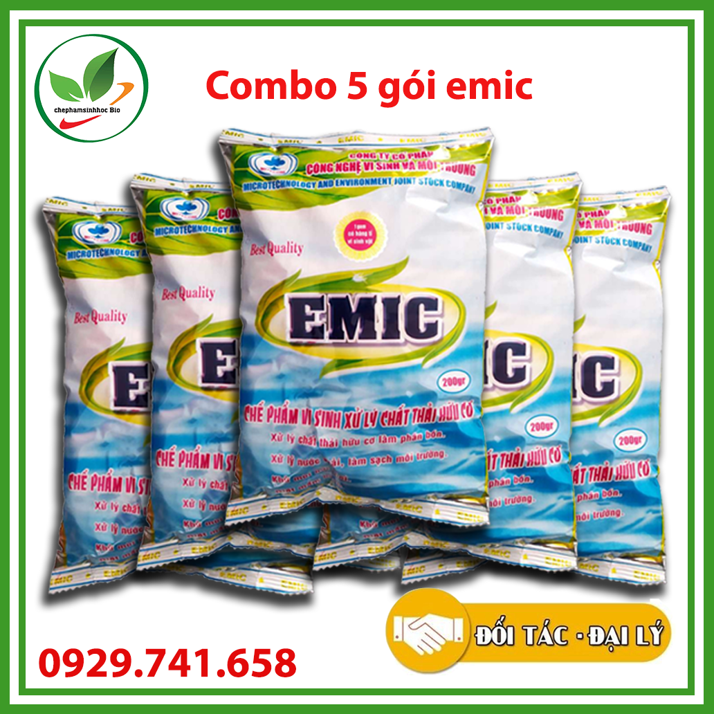 Combo 5 gói Men vi sinh EMIC. Khử mùi hôi phân cá, ủ đậu tương và rác thải sinh hoạt. Gói 200g