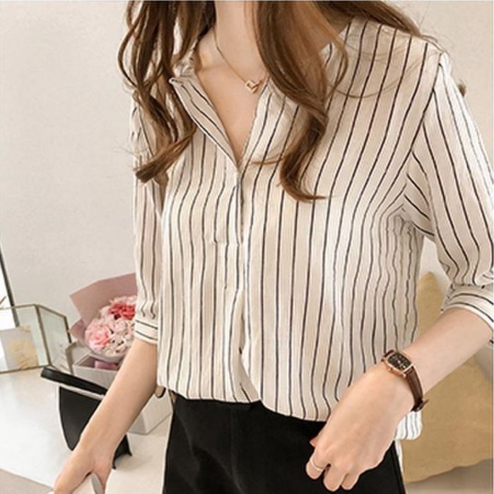 Áo sơ mi nữ sát nách kẻ sọc sm56