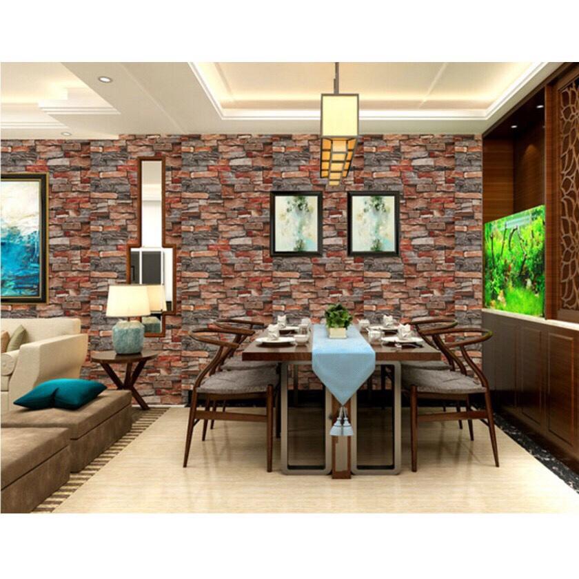 [HCM]Cuộn 5M decal giấy dán tường (có sẵn keo) - ĐÁ THƯA NHIỀU MÀU