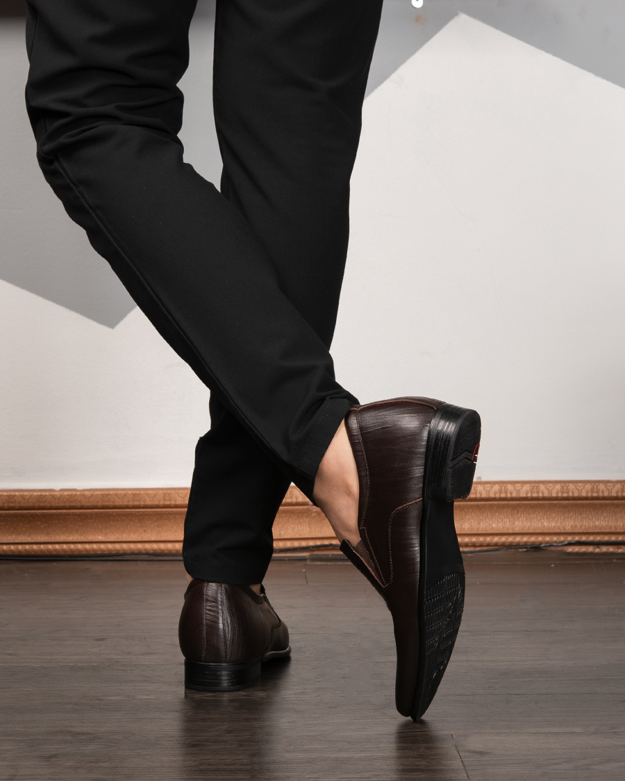 [8cm] shoes height increasing Men T&TRA S970 brown stripe