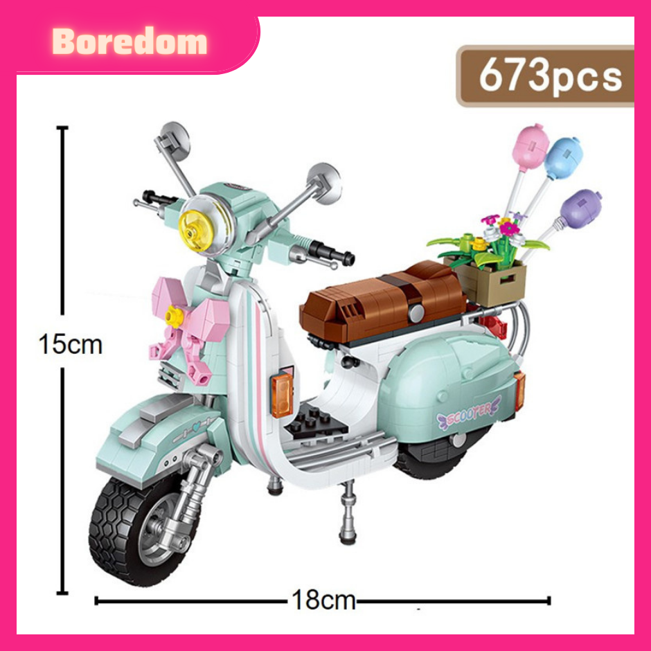 Xếp hình nanoblock xe vespa xanh