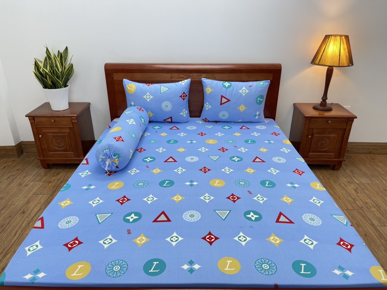 Bộ ga thun lạnh in 3D kích thước 1m4/1m6/1m8