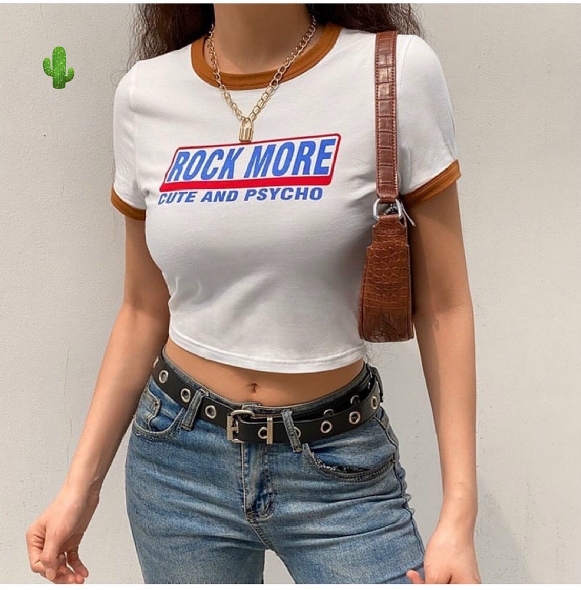 Áo croptop trắng phối viền in chữ trước cực cool ttpk0223
