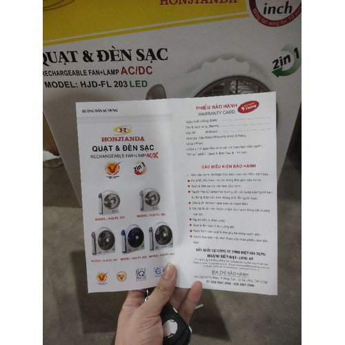 Quạt Sạc Tích Điện Honjianda HJF-FL316