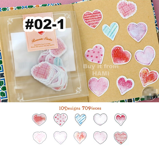 Bộ 70 sticker trang trí sổ tay, scrapbook, lovebox, thiệp