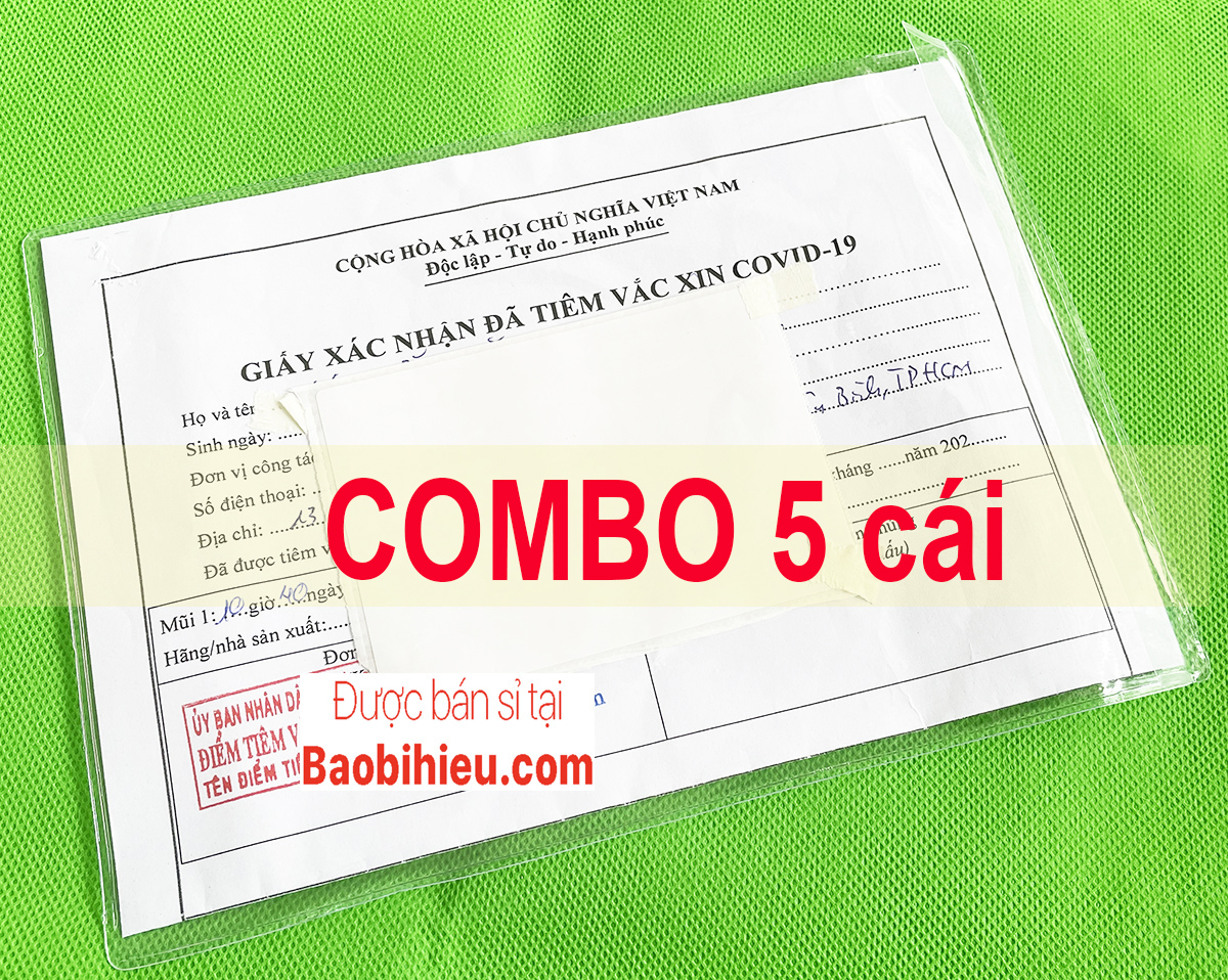 [A5] COMBO 5 Túi đựng GIẤY CHÍCH NGỪA COVID và giấy tờ khổ A5 bằng nhựa dẻo PVC 5B103