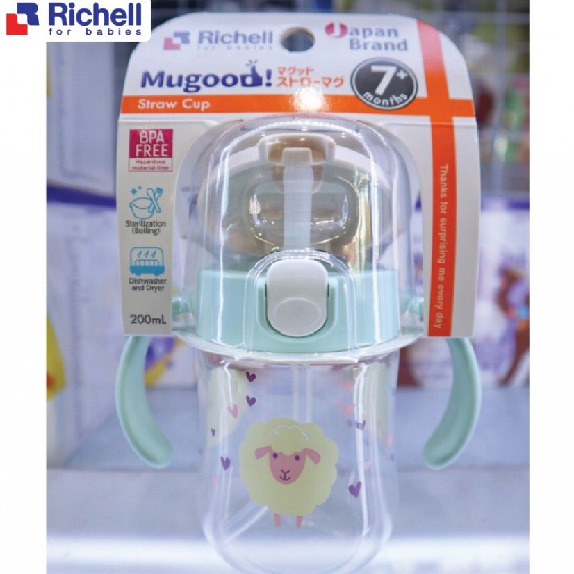 Cốc ống hút chống đổ Mugood Richell Nhật