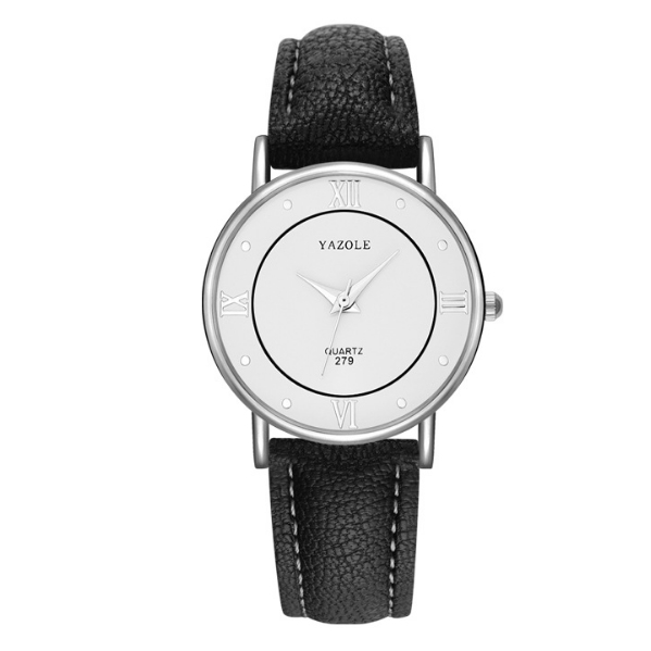 Đồng hồ nam Yazole 318 dây da sang trọng (Đen) + Tặng hộp đồng hồ Win Win