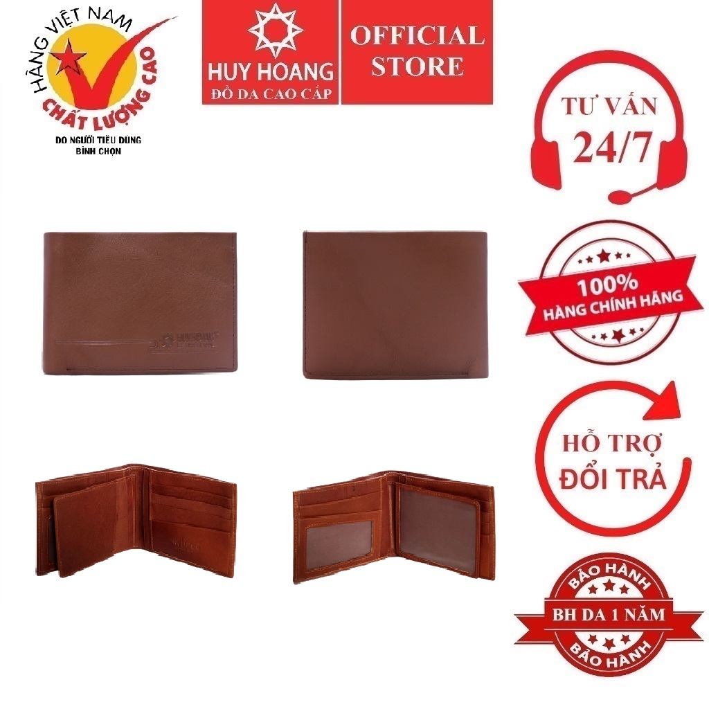 Ví nam da bò sang trọng màu nâu HK2106