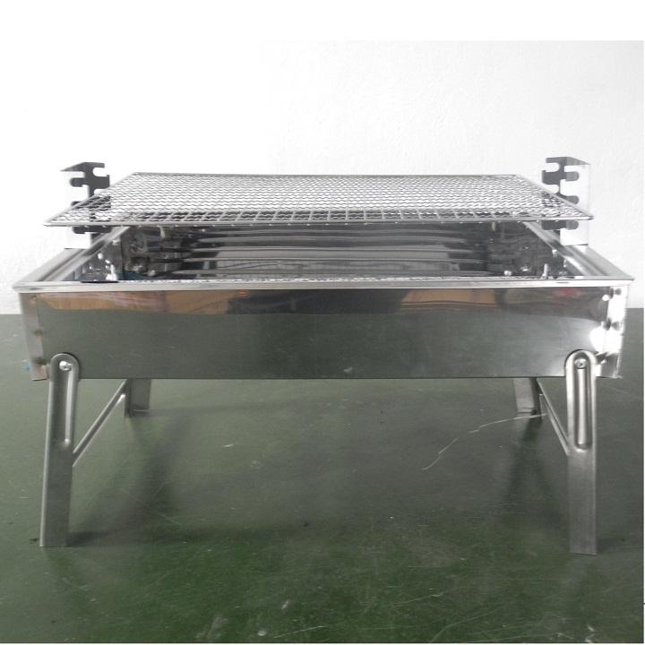 Bếp nướng than hoa cao cấp Mekongtech thay đổi chiều cao vỉ gấp gọn tiện dụng không khói lò nướng ngoài trời ( hình chữ nhật)