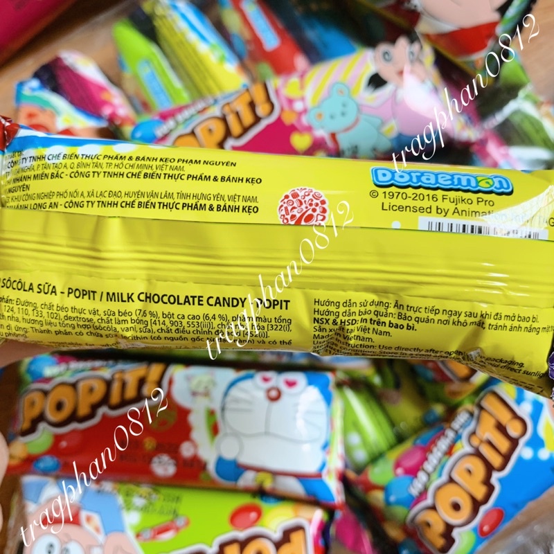 Kẹo socola sữa viên sắc màu Pop it Doraemon (gói 12g)