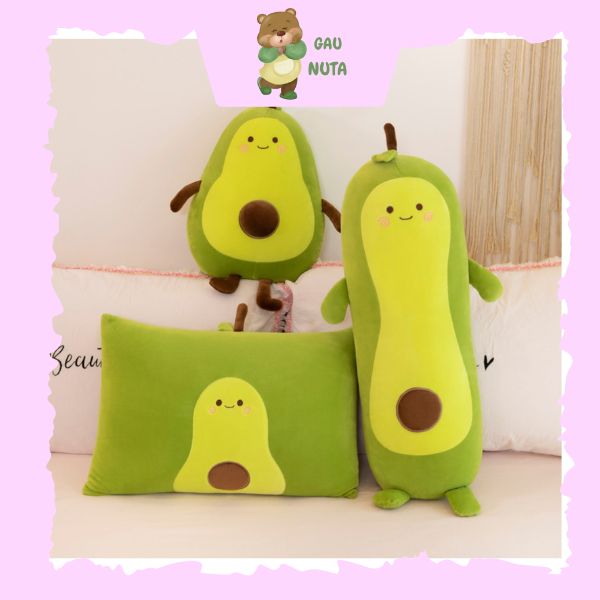 Gấu bông quả bơ tròn siêu cute- gối ôm gấu ôm thú nhồi bông quả bơ tròn to đủ size