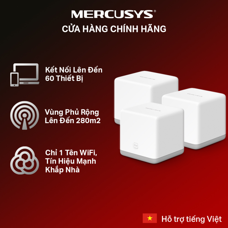 [300m2 bao trọn🚀]Hệ thống wifi Mesh cho gia đình Mercusys Halo S3(3-pack) Hãng phân phối chính thức