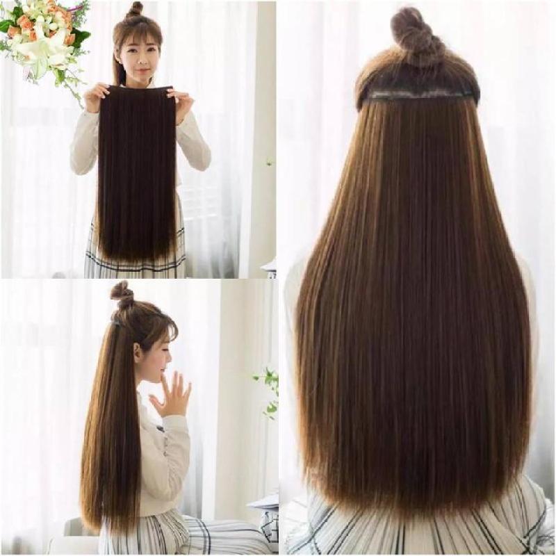 TÓC GIẢ KẸP THẲNG DÀI 60CM 5 PHÍM-MÀU NÂU SẪM SOCOLA cao cấp