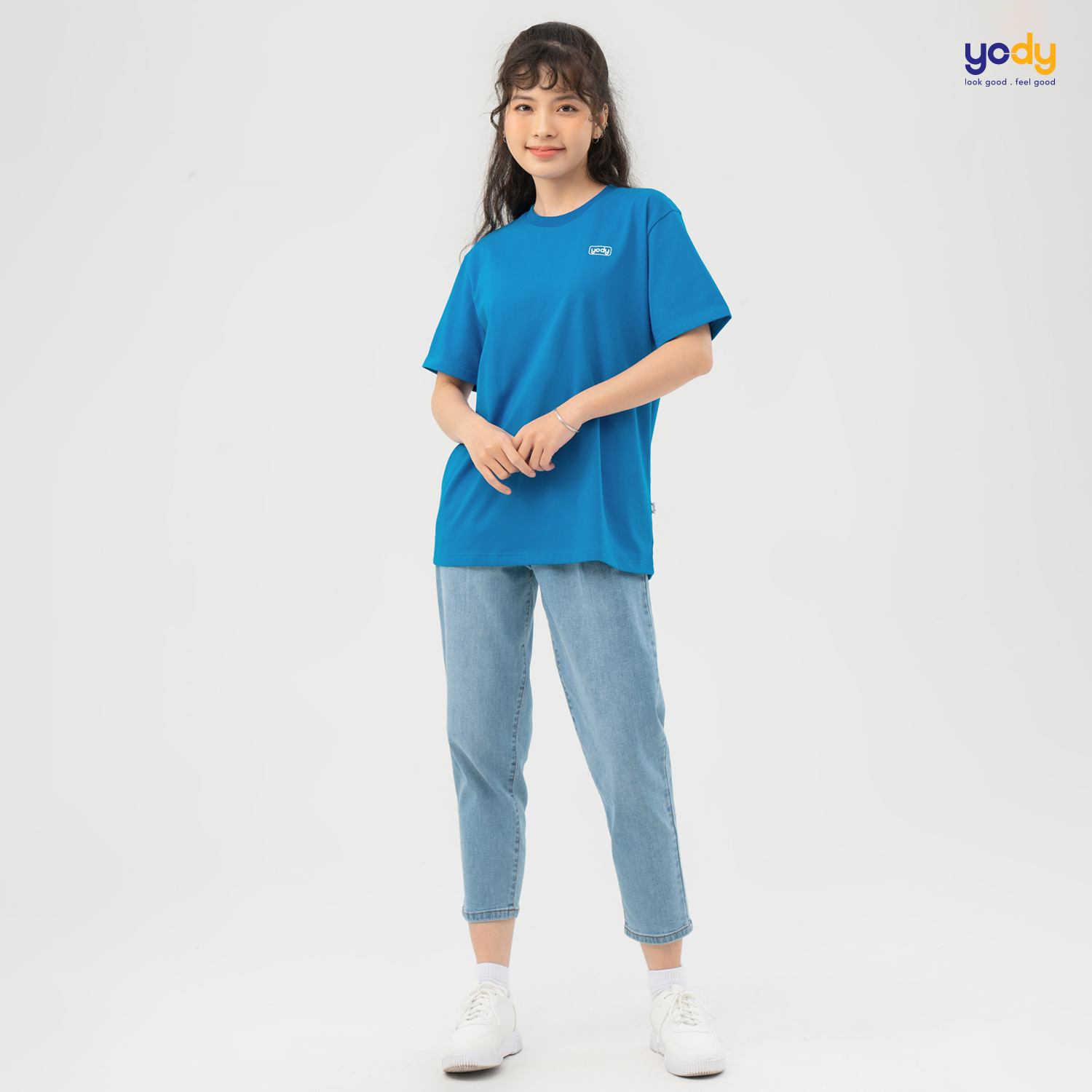 Yody women's jeans high waist elastic high waist baggy pants qjn3076