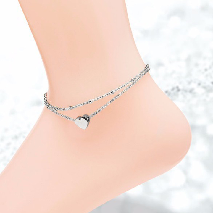 Lắc chân trái tim 2 tầng titan đáng yêu