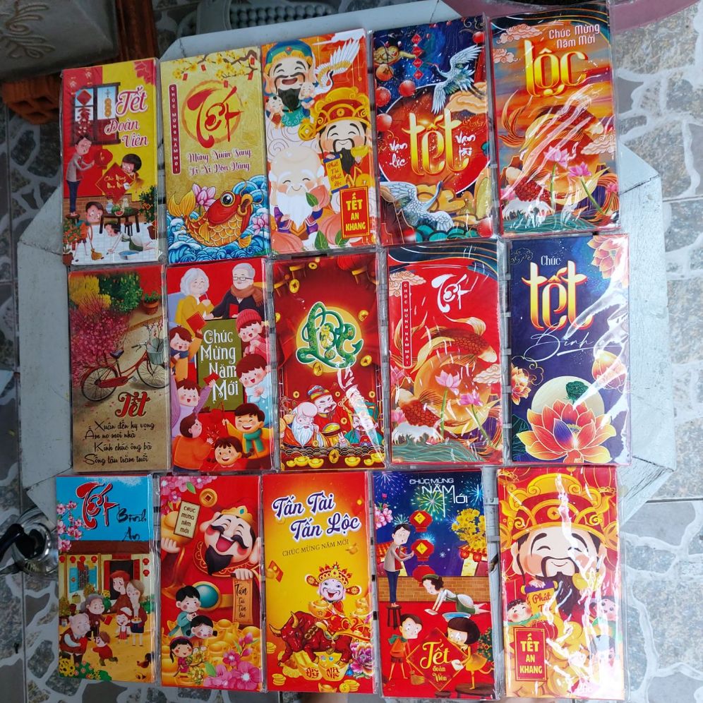 Combo 3 xấp bao lì xì may mắn mừng tuổi chúc tết