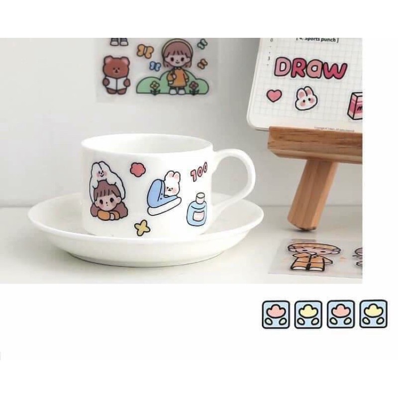 Hộp 1000 Sticker Dán Trang Trí Cute Dễ Thương