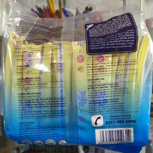Đường que Sticksu Biên Hòa Túi 50 gói 6g (túi 300g)