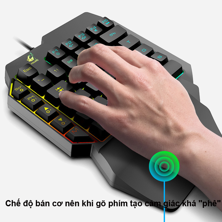 Bàn phím giả cơ FREE WOLF K15 chơi game Pubg Mobile, Rules of Survival, Free Fire trên điện thoại, máy tính bảng, Laptop và PC