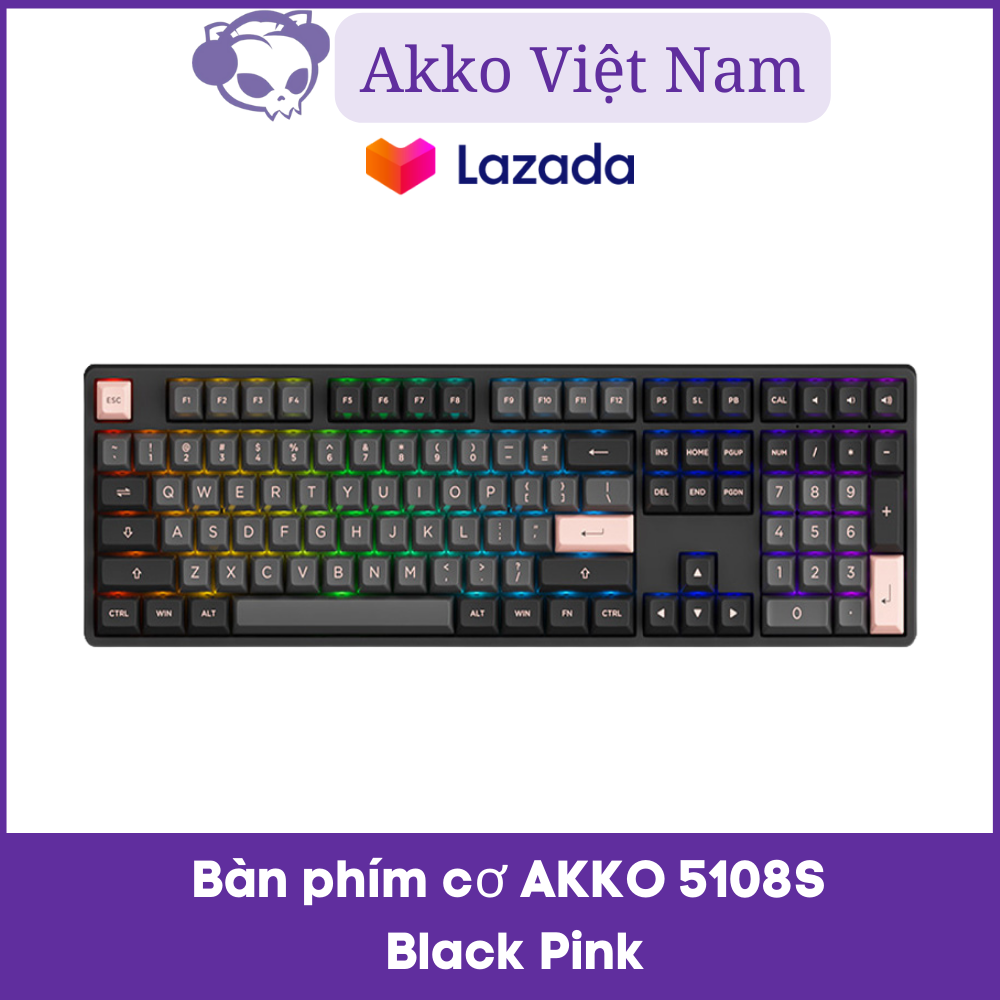 Bàn phím cơ AKKO 5108S Black Pink (Hotswap / RGB / Foam tiêu âm / AKKO CS Jelly Switch)