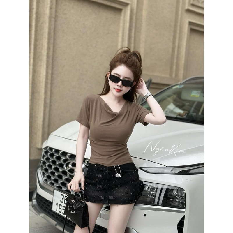 Áo Thun Cổ Đổ Chất Bozip Đẹp From Ôm Tôn Dáng