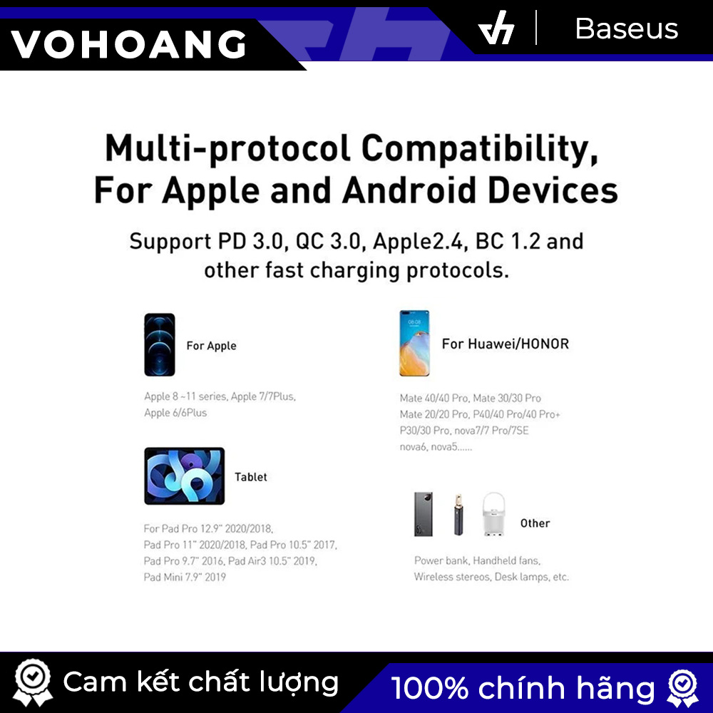 Sạc nhanh QC/PD 20W 2 cổng Baseus Compact - Sạc nhanh iPhone 20W