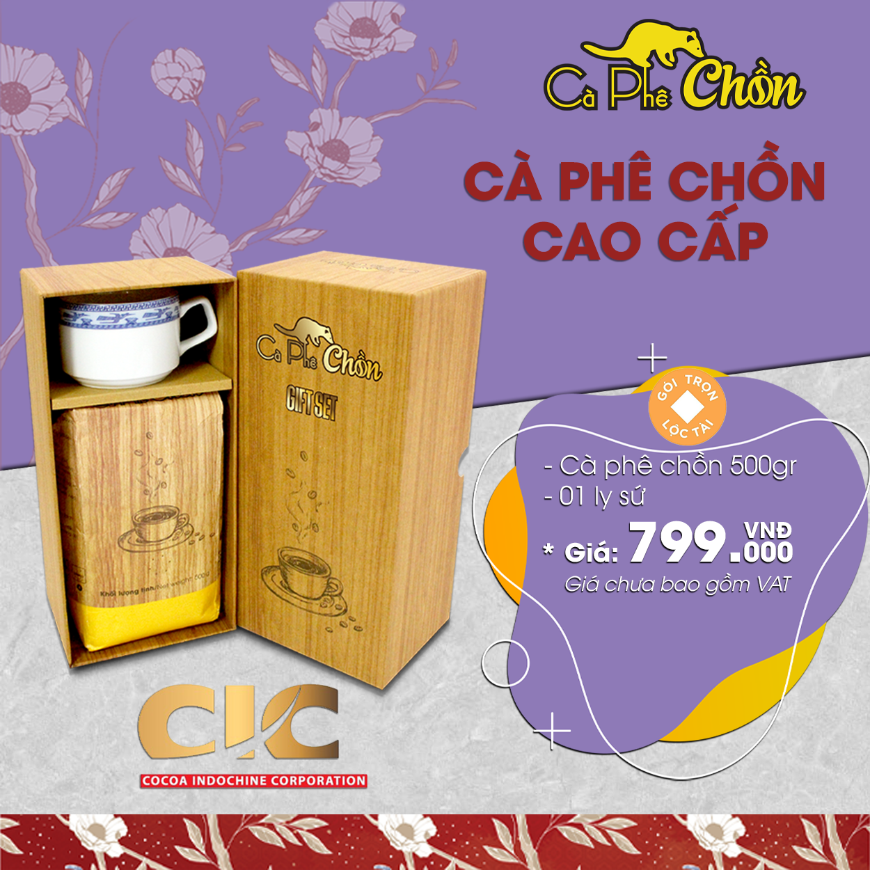 Cà phê chồn cao cấp - 500g (ly sứ) - Thích hợp làm quà tặng