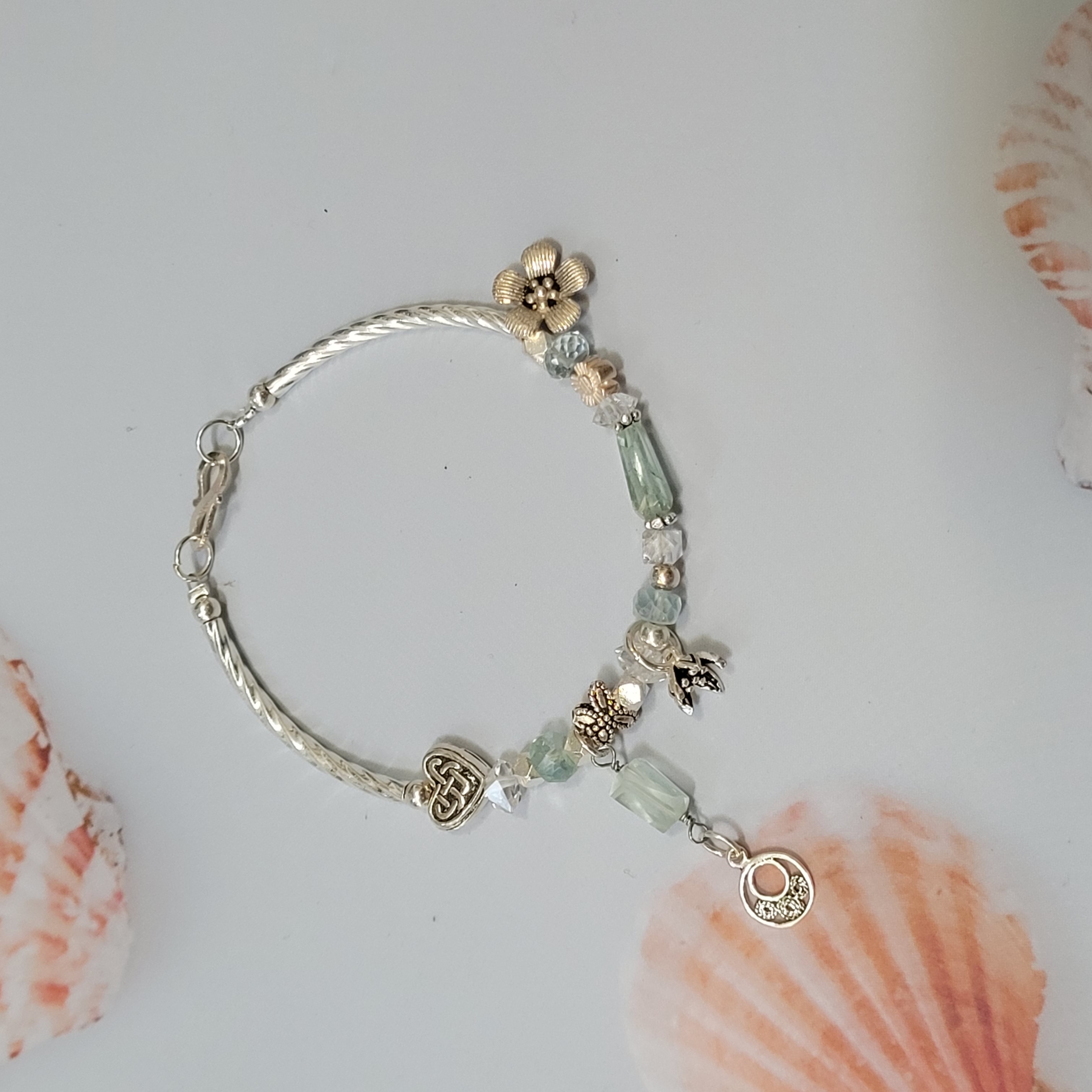 [Herkimer][Aquamarine] Vòng tay Aquamarine kiềng bạc