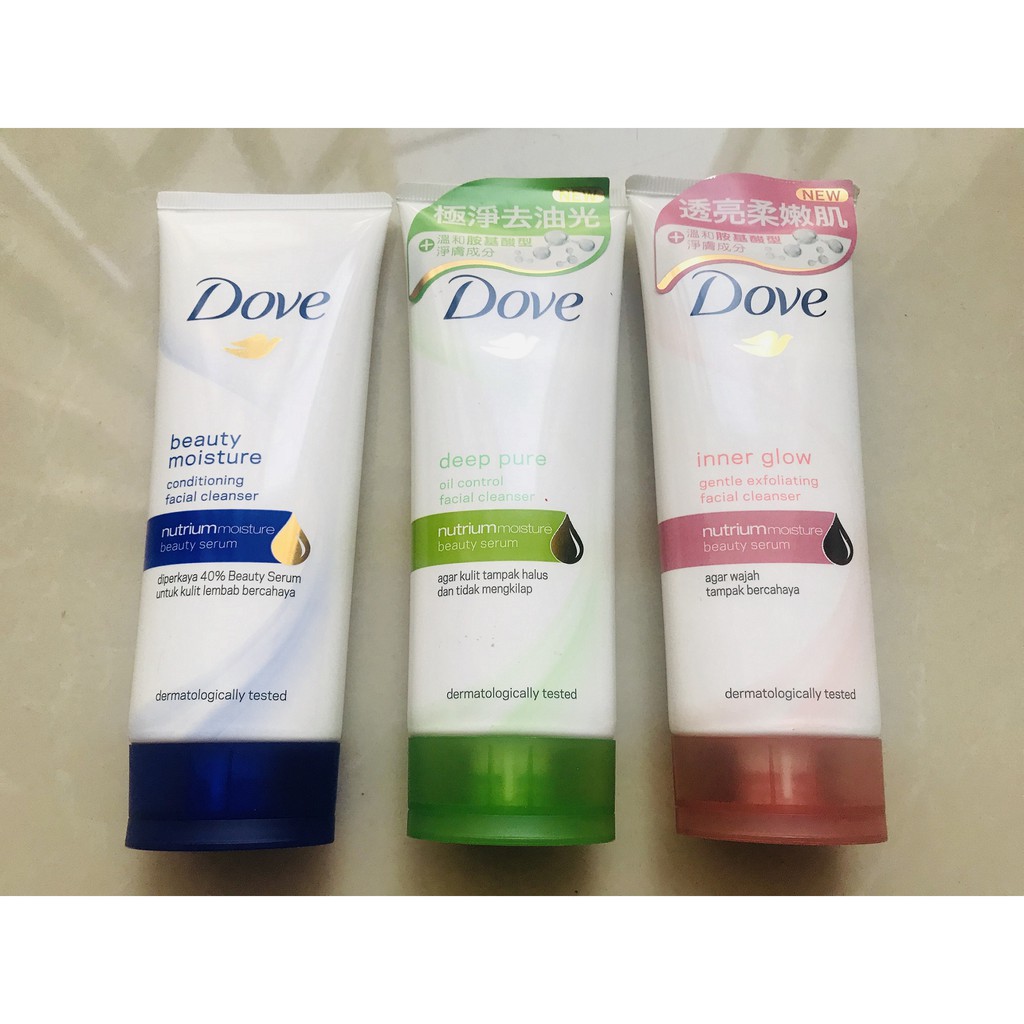 Sữa Rửa Mặt Dove Nutrium Moisture Tái Tạo, Phục Hồi Da Nội Địa Đài Loan se khít lỗ chân lông, dưỡng ẩm hiệu quả giúp da không bị khô, nhờn rít khó chịu