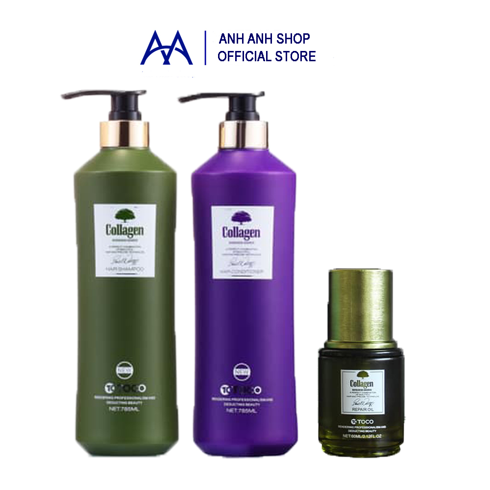 [CHÍNH HÃNG] BỘ DẦU GỘI + XẢ TOCO COLLAGEN KÍCH THÍCH MỌC TÓC (2 CHAI 785ML)