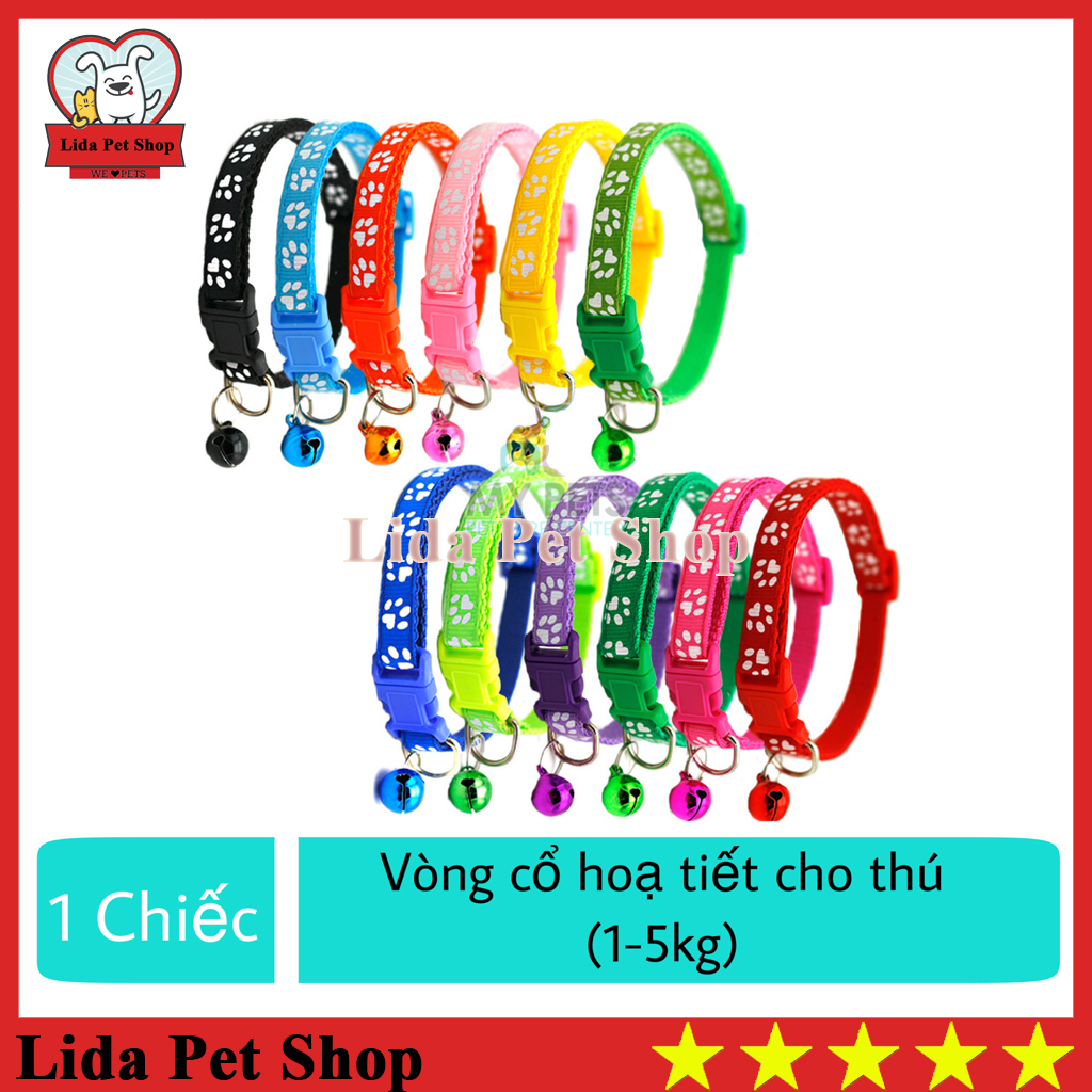 HN- Vòng cổ họa tiết dành cho chó mèo con (Dưới 5kg) - họa tiết chân cún 1 chiếc - Lida Pet Shop