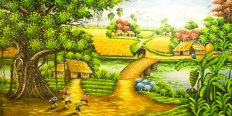 Tranh dán tường 3D đồng quê - nhiều mẫu tranh lựa chọn