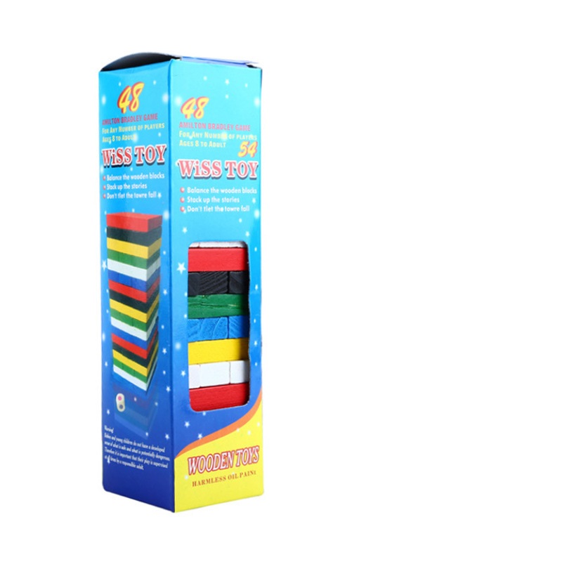 Bộ đồ chơi rút gỗ MÀU 54-48 thanh (kèm xúc xắc)