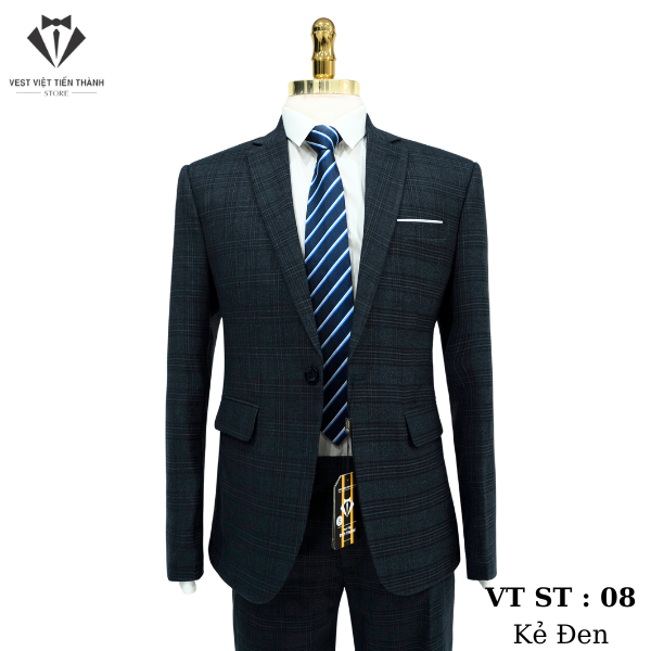 Bộ Vest Caro Xanh Nhạt Cao Cấp