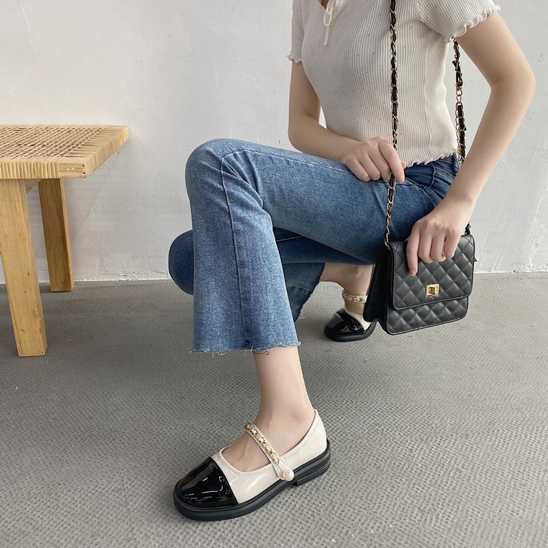 (S119) Giầy lười nữ quai xích ngọc pha màu (mã K-10-giầy lười)