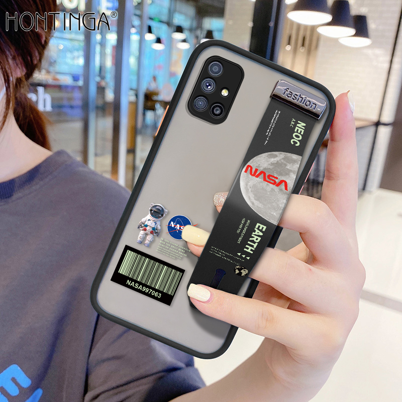 Hontinga Casing Case For Samsung Galaxy M51 Case Shockproof NASA Moon transparent Phone Case Soft Edge Lens Camera Protector Back Cover Casing Thin Hard Case For Boys For Girls