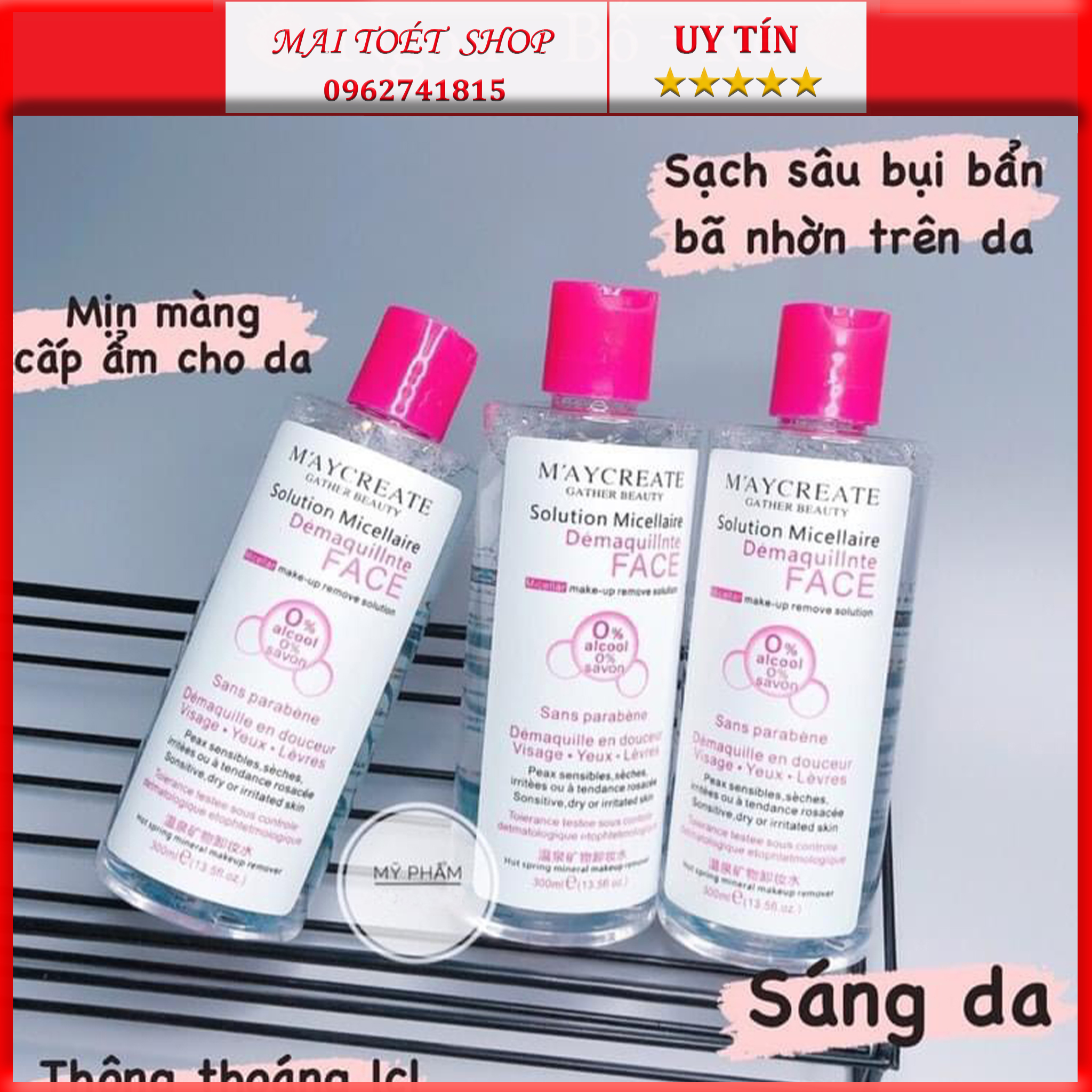 Nước tẩy trang Maycreate, cho da dầu, da mụn