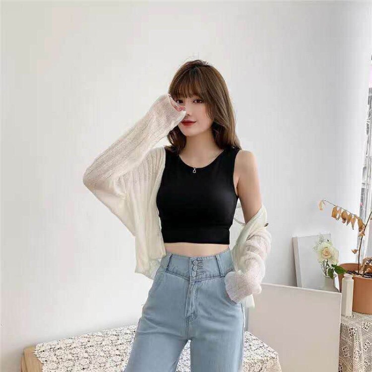 Áo ba lỗ crop có mút đệm ngực 3 màu