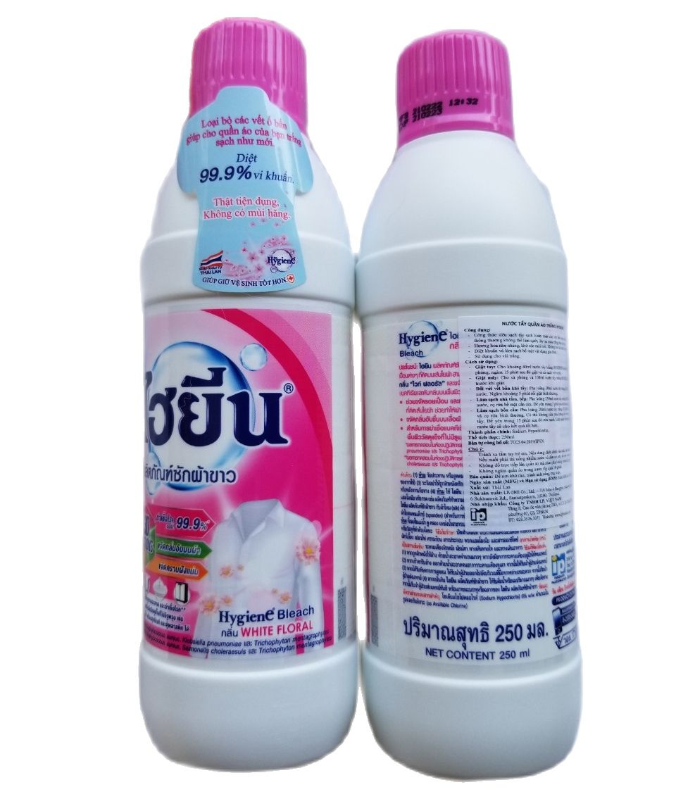 HCM Combo 2 chai Nước tẩy quần áo trắng Hygiene Thái Lan 250ml
