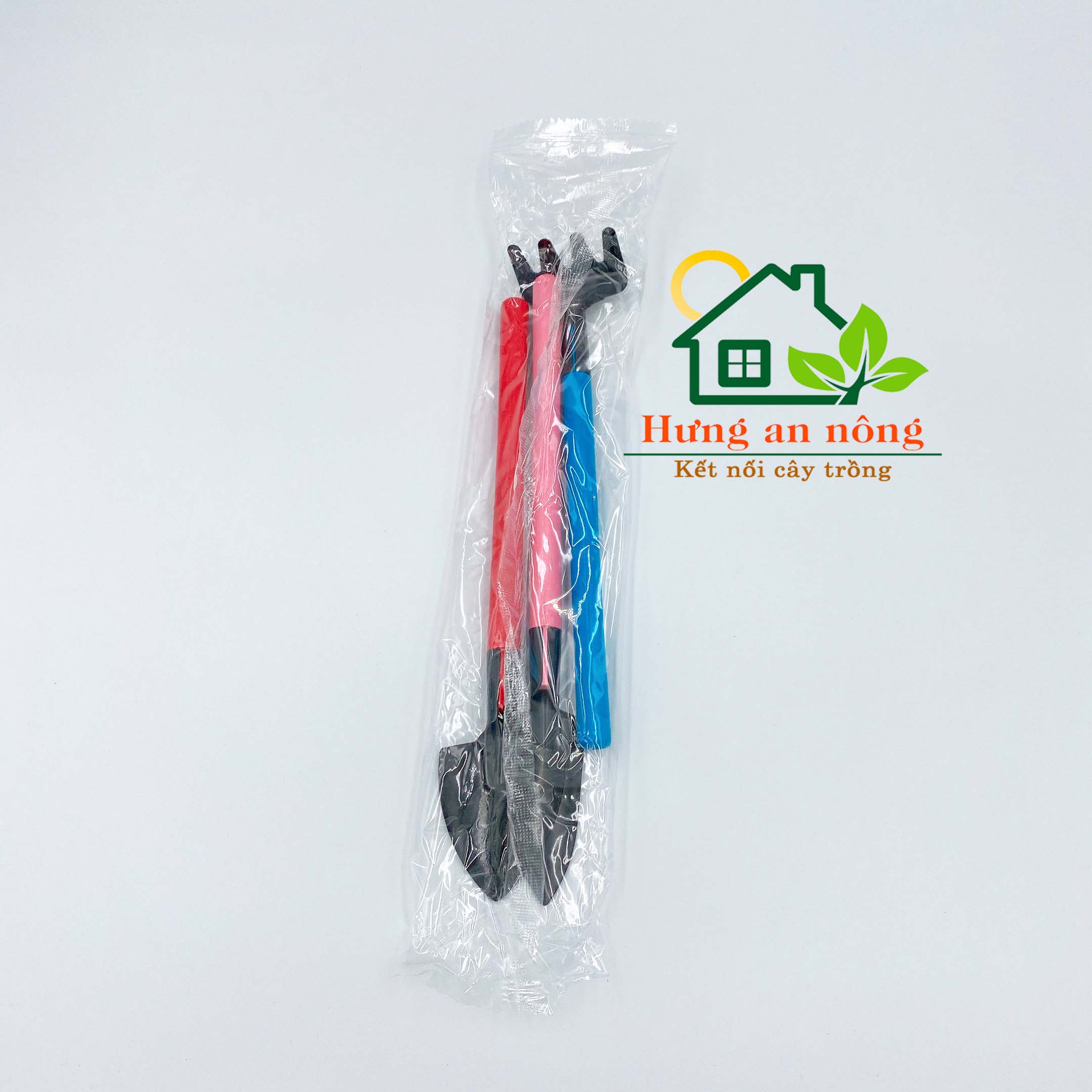 Bộ 3 món xẻng cào gỗ sơn màu mini dụng cụ làm vườn size s.