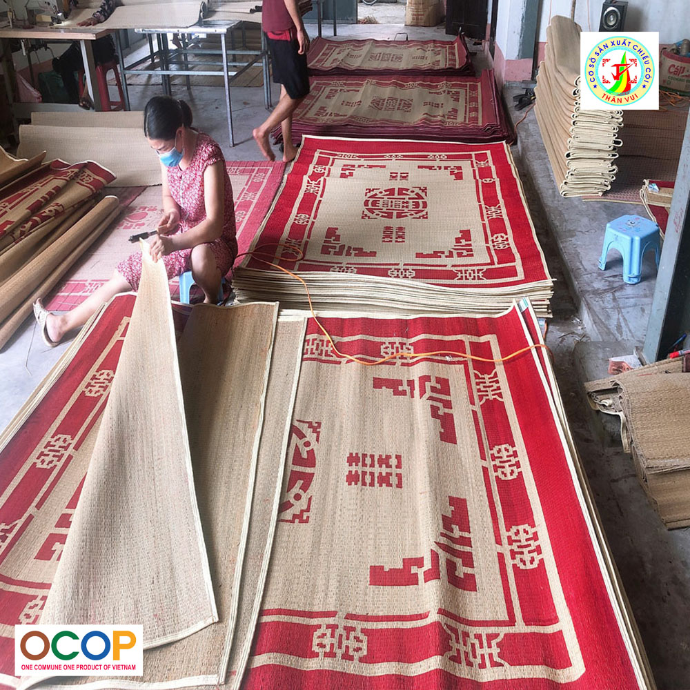 Chiếu Cói In Gấm - Chiếu Cói Thái Bình In Gấm Kích Thước 1m8x2m