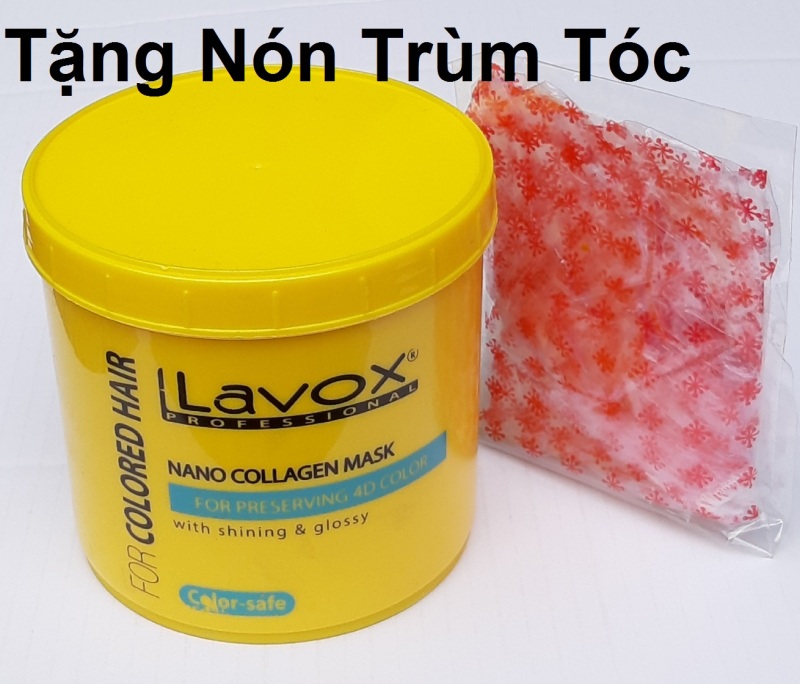 [giữ màu nhuộm] Hấp dầu ủ tóc giữ màu nhuộm 04 D Tinh chất Nano Collagen Lavox 500ml  (tặng nón trùm tóc) nhập khẩu
