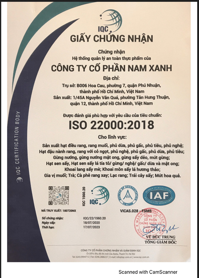 Nam Xanh Điều Tươi Rang Củi 100G (140G)
