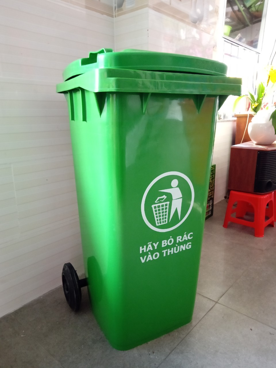 thùng rác 120 lít, thùng rác nhựa công cộng
