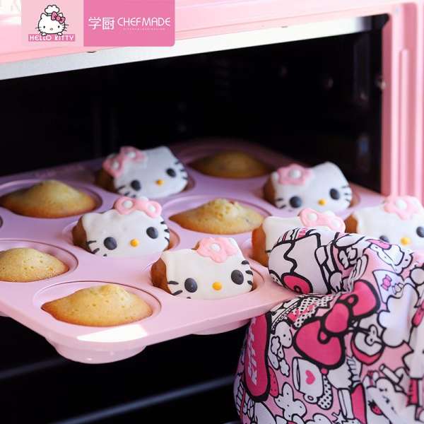 Hello Kitty (Hello Kitty) Được Ủy Quyền Chính Hãng 12 THẬM CHÍ Không Dính Đầu Mèo Bánh Bộ Tạo Khuôn Hình Chefmade Chef Made